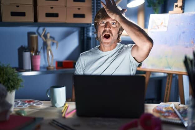 An individual looking stressed while staring at a laptop screen filled with angry comments and notifications from social media. The lighting is dim, emphasizing the feeling of isolation and the negative emotional impact of online drama.
