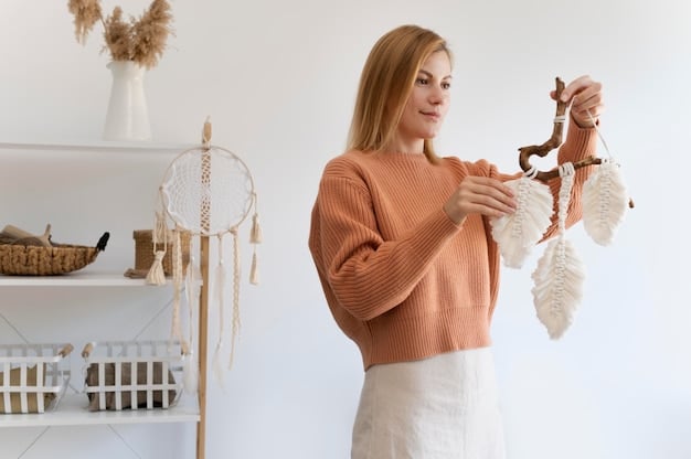 A person curating a wardrobe of sustainable fashion pieces, showcasing a mix of classic and versatile garments in neutral colors, emphasizing the timeless design and longevity of the investment.