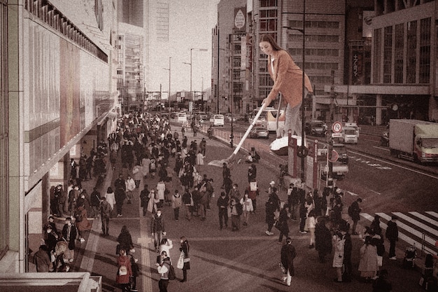 A split-screen image. On one side, a chaotic scene of people rushing to buy a trending product in a store, representing the peak of the hype. On the other side, an empty shelf with a 