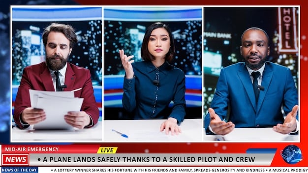 A split-screen image showing a traditional news broadcast on one side and a person live-streaming a protest on a smartphone on the other, symbolizing the shift in media consumption and information dissemination.
