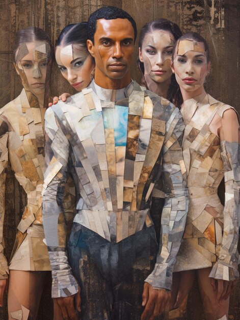 A collage of images showcasing key players in fashion drops. One image shows a famous designer sketching in his studio, another shows a bustling retail store with shoppers eager for a new release, and the third features a well-known fashion influencer showcasing an exclusive item on social media. The collage conveys the collaborative nature of fashion drops.