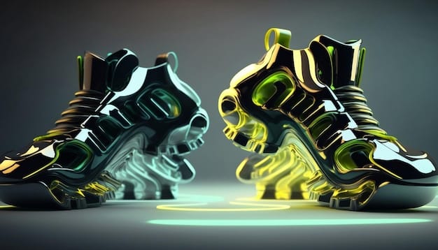 A split image displaying two distinct brand logos (e.g., Adidas on one side and Balenciaga on the other), merging seamlessly to represent a potential designer collaboration, with subtle hints of product designs (e.g., a sneaker silhouette blending Adidas stripes with Balenciaga's signature aesthetic) in the background, symbolizing the fusion of styles in a collaboration.