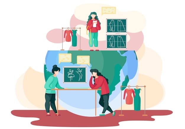 A graphic illustrating a timeline comparing the traditional fashion design-to-retail process with the accelerated process used by fast fashion brands, visually demonstrating the time savings.